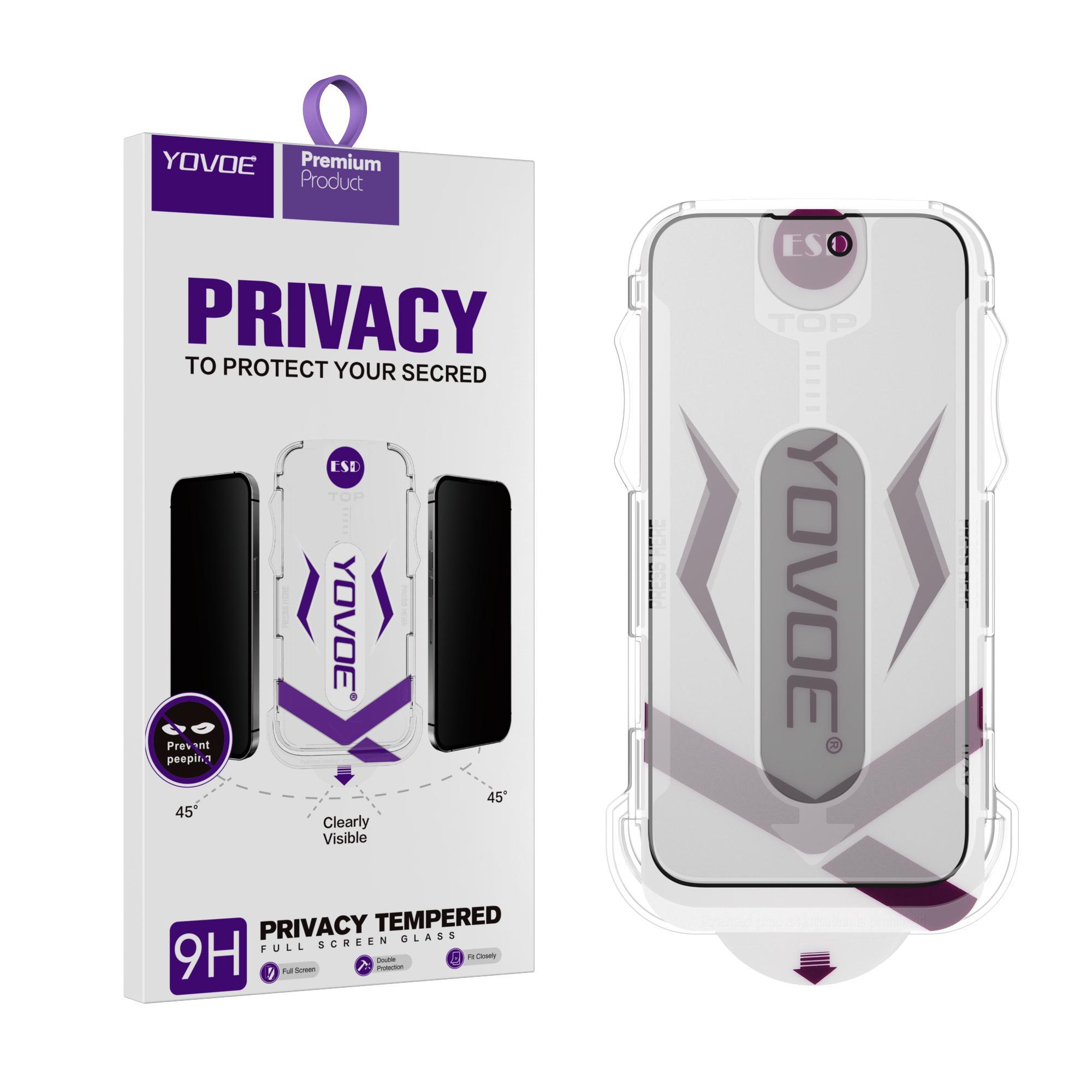 YOVOE حماية شاشة خصوصية زجاجية لهاتف iPhone 14 Pro