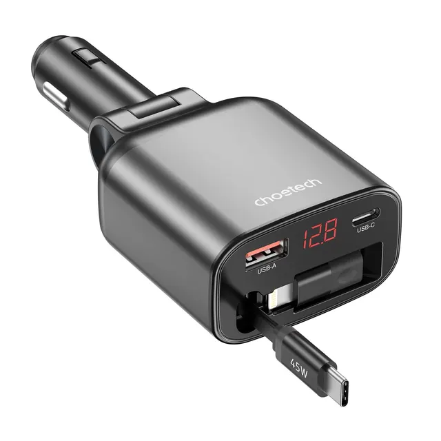 شاحن سيارة Choetech بقوة 105W مع واير قابل للسحب