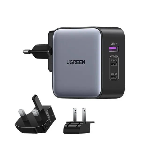 شاحن UGREEN Nexode سريع بقوة 65W مع 3 منافذ GaN