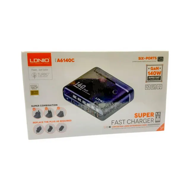 شاحن LDNIO A6140C فائق السرعة بقوة 140W وتقنية GaN