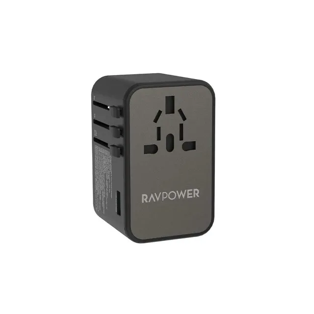 شاحن سفر RAVPower بتقنية GaN وقوة 75 واط بـ 4 منافذ موديل RP-PC1043