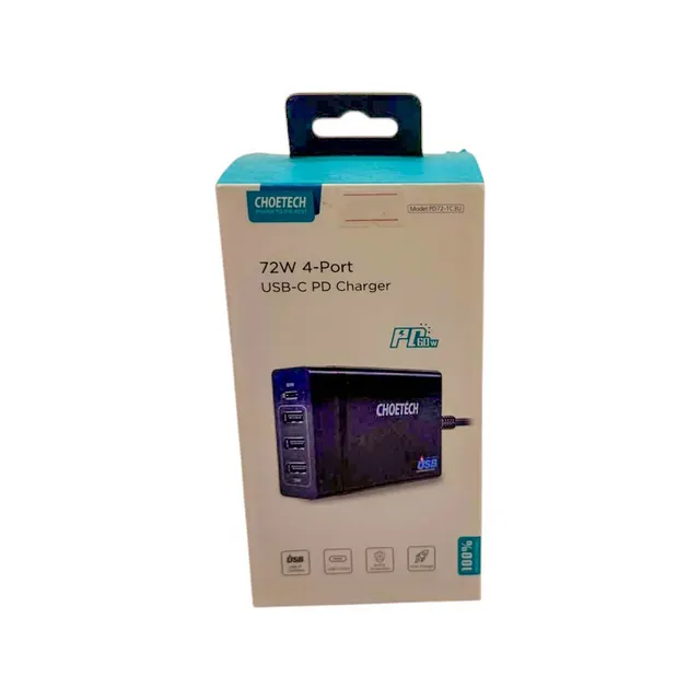 شاحن CHOETECH بقوة 72W بـ 4 منافذ تتضمن USB-C PD و USB-A