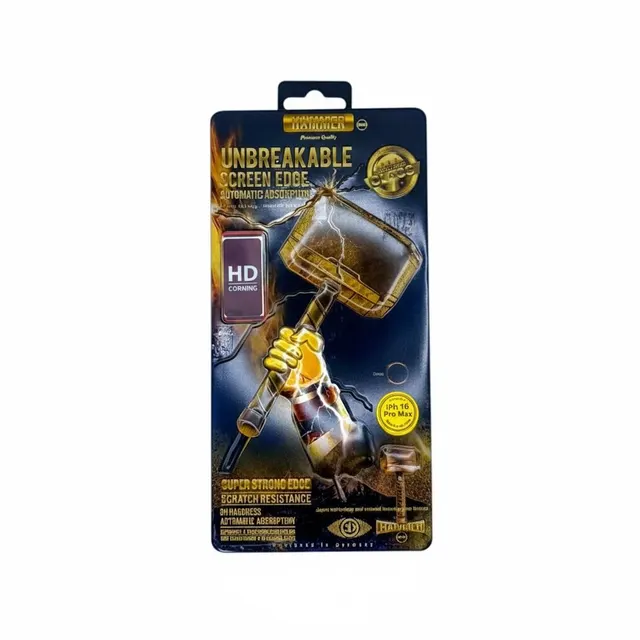 شاشة حماية Hammer بحواف غير قابلة للكسر لهاتف iPhone 16 Pro Max
