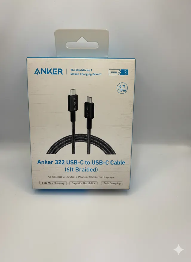 Anker 322 USB-C to USB-C Braided Cable (6ft)